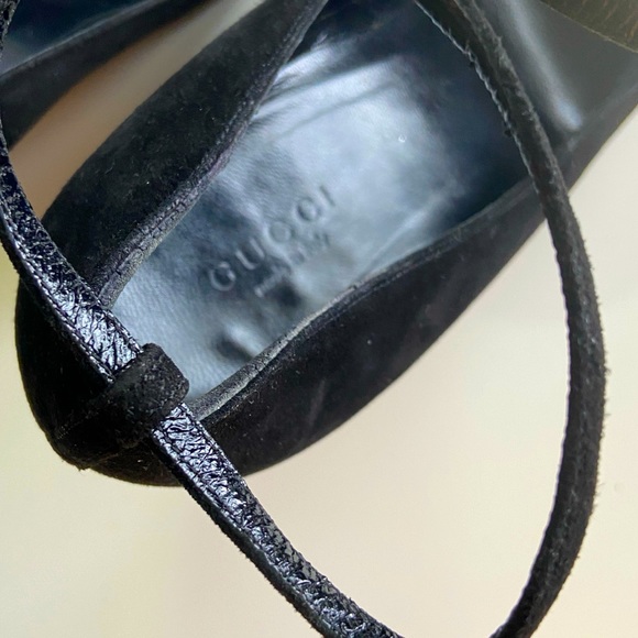 Rare Black Gucci Suede Wedge heels Sz8B - Picture 9 of 13